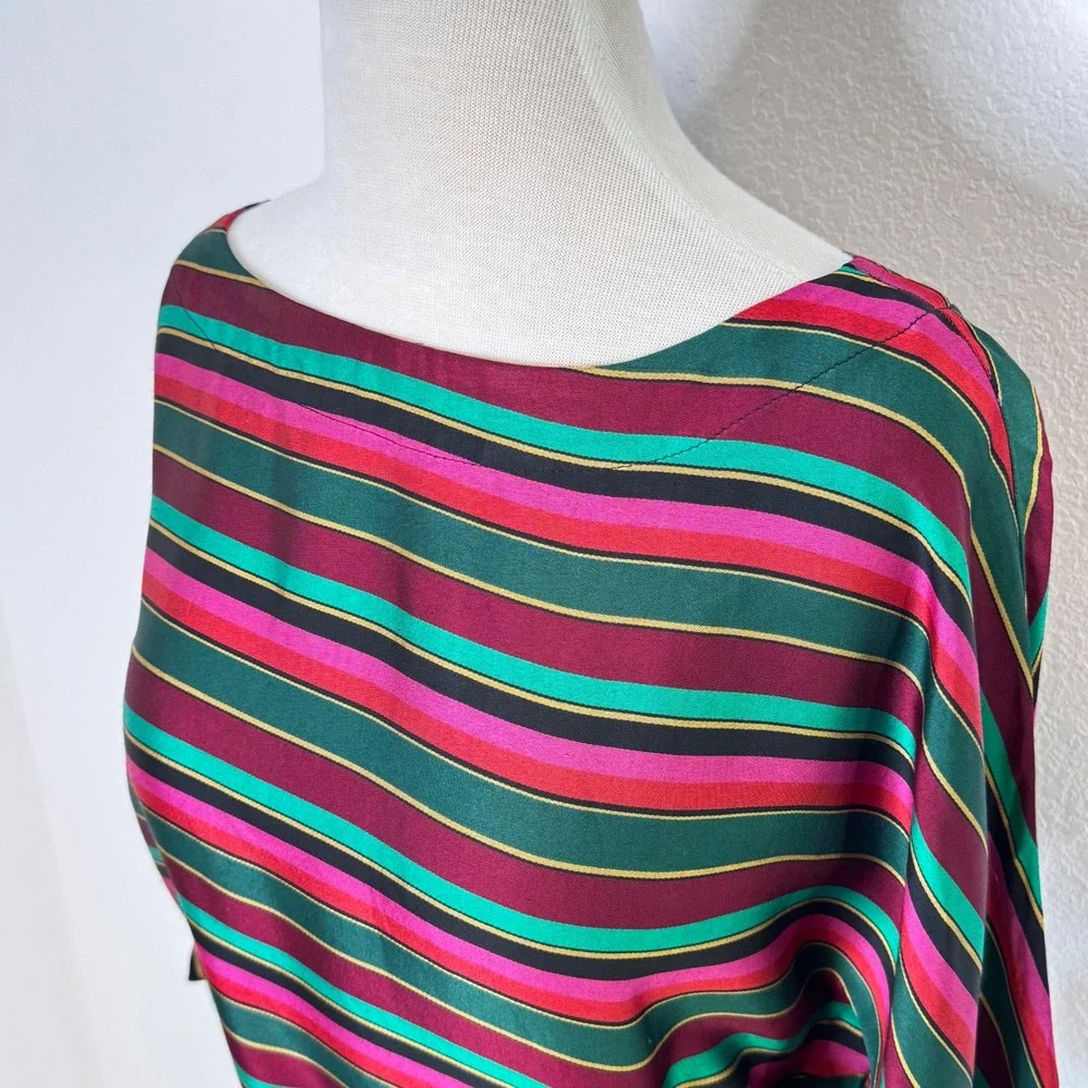 TRINA TURK Women On the Rocks Stripe Boat Neck Top Size S Red Pink Holiday Party - Picture 5 of 12